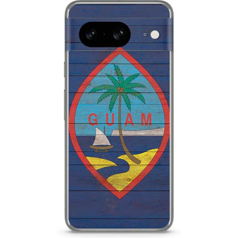 Guam Flag Dark Wood Google Pixel 8 Skin